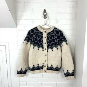 Vintage EMS Eastern Mountain Sports Shetland Wool Cardigan Sweater Size S